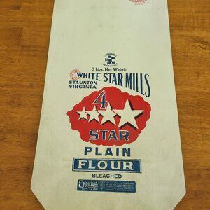 VINTAGE White Star Mills Flour Bag 5 lbs Advertising Staunton Virginia NOS P2